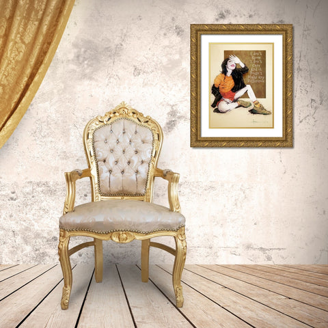 I Dont Care Gold Ornate Wood Framed Art Print with Double Matting by TMBorenstein