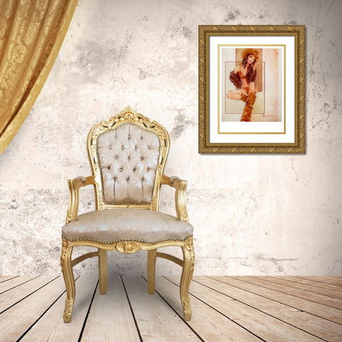 Howdy Gold Ornate Wood Framed Art Print with Double Matting by TMBorenstein