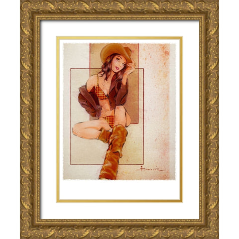 Howdy Gold Ornate Wood Framed Art Print with Double Matting by TMBorenstein