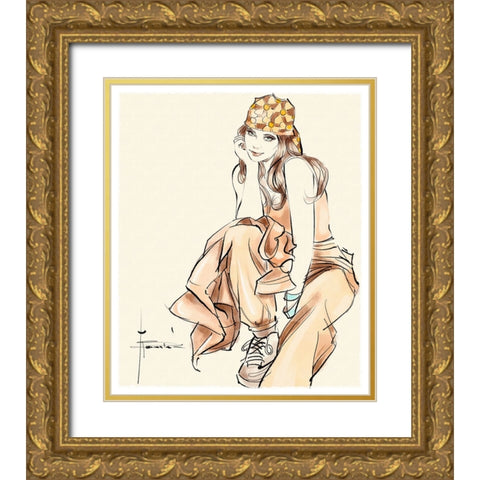Chillin Gold Ornate Wood Framed Art Print with Double Matting by TMBorenstein