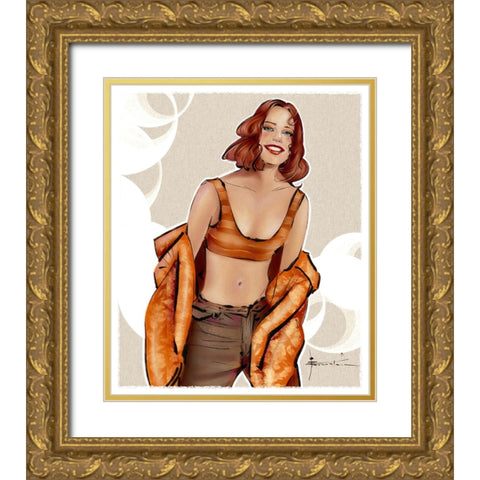 Cinnamon Girl Gold Ornate Wood Framed Art Print with Double Matting by TMBorenstein