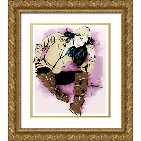 Rainy Day People Gold Ornate Wood Framed Art Print with Double Matting by TMBorenstein