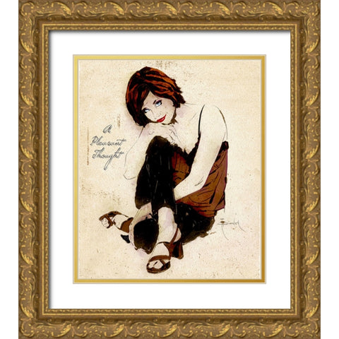 A Pleasant Thought Gold Ornate Wood Framed Art Print with Double Matting by TMBorenstein