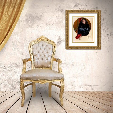 Breathe Gold Ornate Wood Framed Art Print with Double Matting by TMBorenstein