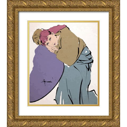 Comfortable Gold Ornate Wood Framed Art Print with Double Matting by TMBorenstein