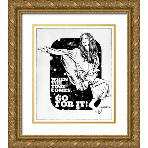 Go For It Gold Ornate Wood Framed Art Print with Double Matting by TMBorenstein