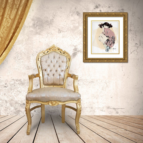 In A Pose Gold Ornate Wood Framed Art Print with Double Matting by TMBorenstein