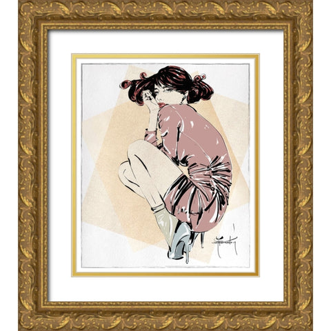 In A Pose Gold Ornate Wood Framed Art Print with Double Matting by TMBorenstein