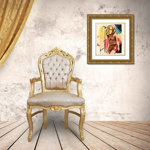 42 Rocker Girl Gold Ornate Wood Framed Art Print with Double Matting by TMBorenstein