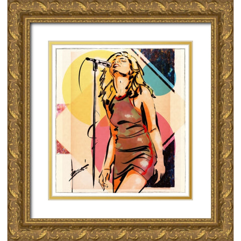 42 Rocker Girl Gold Ornate Wood Framed Art Print with Double Matting by TMBorenstein