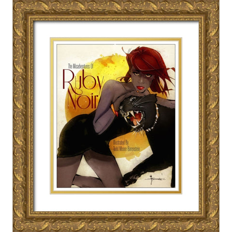 43 Ruby Noir Gold Ornate Wood Framed Art Print with Double Matting by TMBorenstein