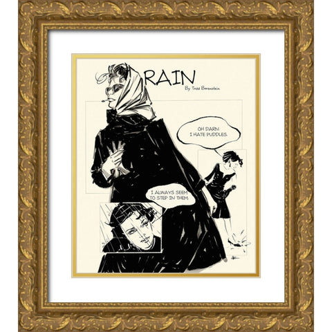 45 Rain Gold Ornate Wood Framed Art Print with Double Matting by TMBorenstein