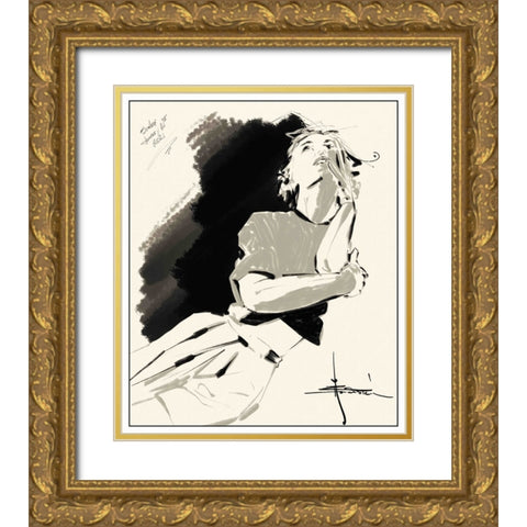 46 Thinking Gold Ornate Wood Framed Art Print with Double Matting by TMBorenstein