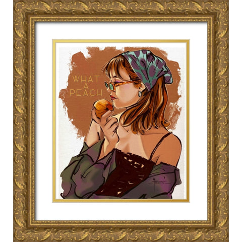 58 What A Peach Gold Ornate Wood Framed Art Print with Double Matting by TMBorenstein
