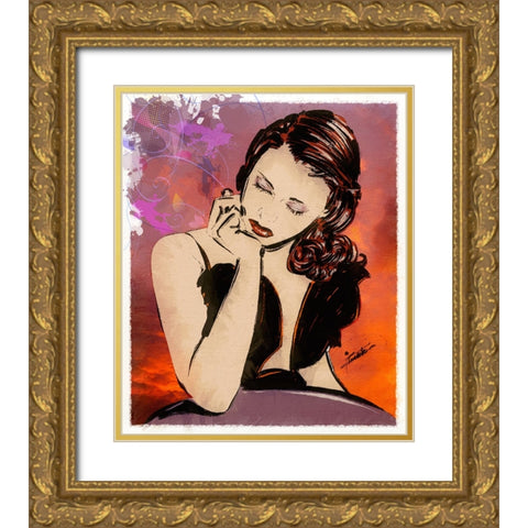 59 What Are You Thinking Gold Ornate Wood Framed Art Print with Double Matting by TMBorenstein