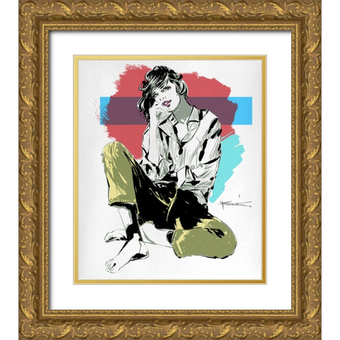 Calliope Gold Ornate Wood Framed Art Print with Double Matting by TMBorenstein