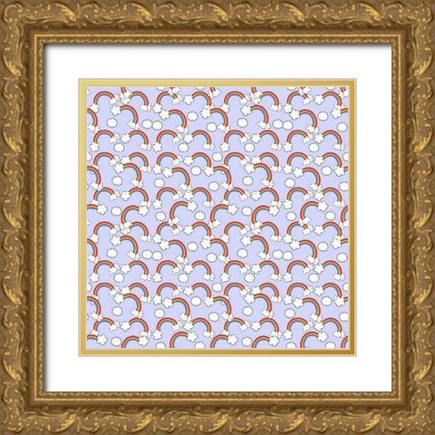 Mini Rainbows Gold Ornate Wood Framed Art Print with Double Matting by Wade, Valarie