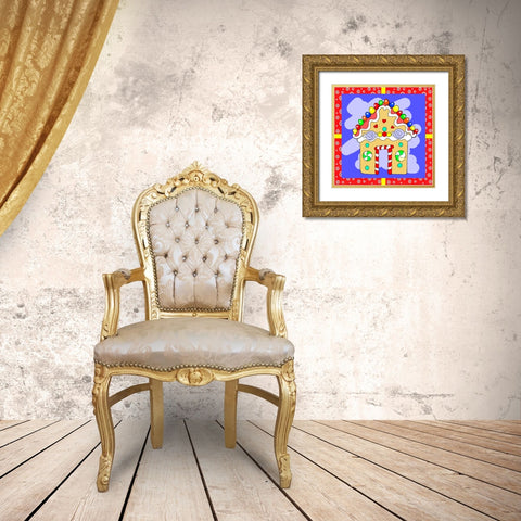 Gingerbread House Gold Ornate Wood Framed Art Print with Double Matting by Wade, Valarie