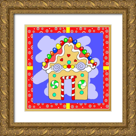 Gingerbread House Gold Ornate Wood Framed Art Print with Double Matting by Wade, Valarie