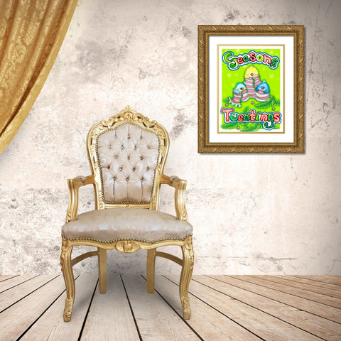 Seasons Tweetings Gold Ornate Wood Framed Art Print with Double Matting by Wade, Valarie
