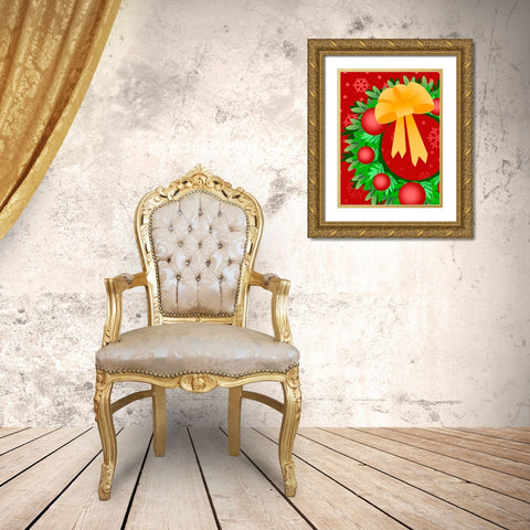 Wreath Gold Ornate Wood Framed Art Print with Double Matting by Wade, Valarie
