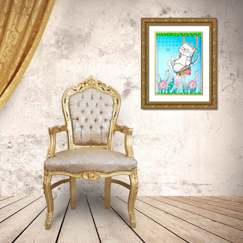 Spring Swing Gold Ornate Wood Framed Art Print with Double Matting by Wade, Valarie