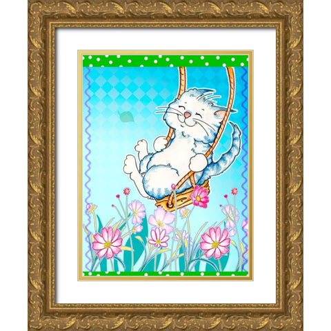 Spring Swing Gold Ornate Wood Framed Art Print with Double Matting by Wade, Valarie