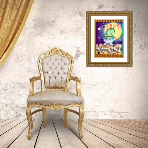 Halloween Moon Gold Ornate Wood Framed Art Print with Double Matting by Wade, Valarie