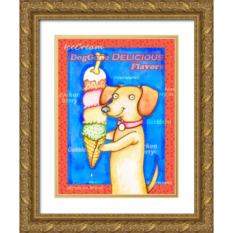 Long Dog Tall Ice Cream Gold Ornate Wood Framed Art Print with Double Matting by Wade, Valarie
