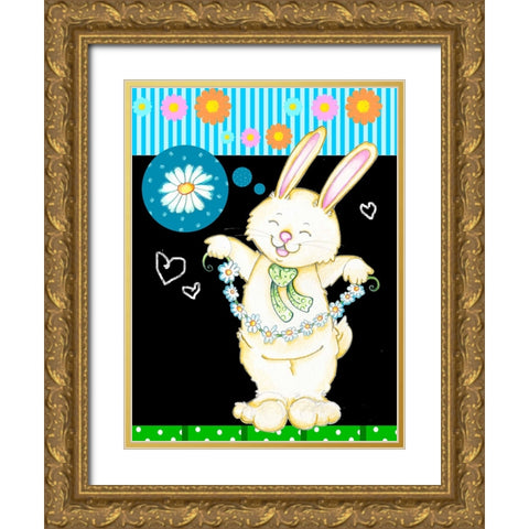 Daisy Chain Gold Ornate Wood Framed Art Print with Double Matting by Wade, Valarie