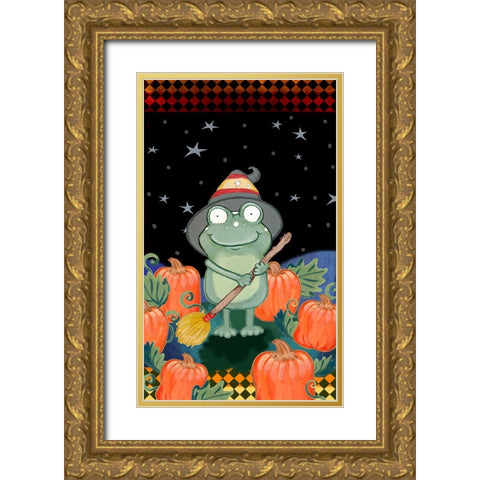 In The Pumpkin Patch Gold Ornate Wood Framed Art Print with Double Matting by Wade, Valarie