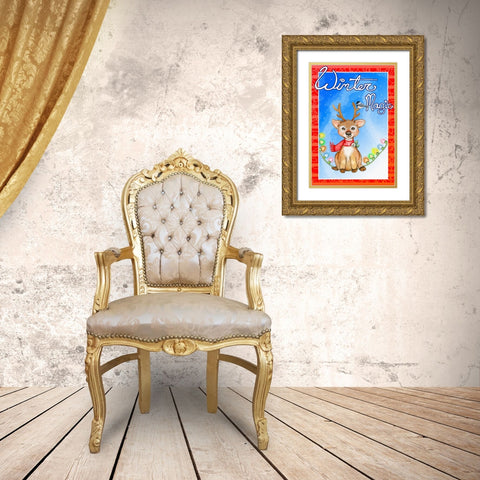 Winter Magic Gold Ornate Wood Framed Art Print with Double Matting by Wade, Valarie