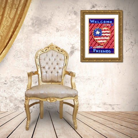 Patriotic Pie Gold Ornate Wood Framed Art Print with Double Matting by Wade, Valarie