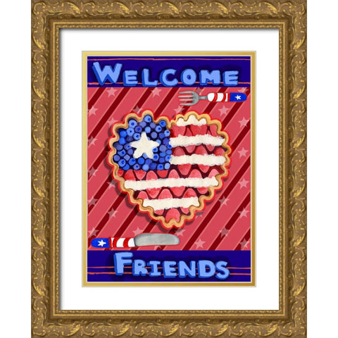 Patriotic Pie Gold Ornate Wood Framed Art Print with Double Matting by Wade, Valarie