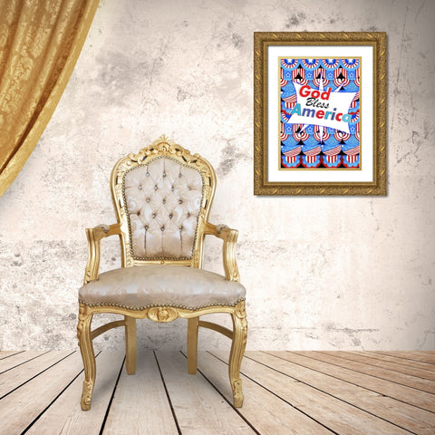 God Bless America Gold Ornate Wood Framed Art Print with Double Matting by Wade, Valarie