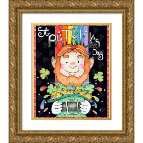 St. Patricks Day Gold Ornate Wood Framed Art Print with Double Matting by Wade, Valarie