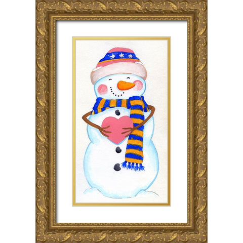 Blue And Orange Striped Gold Ornate Wood Framed Art Print with Double Matting by Wade, Valarie