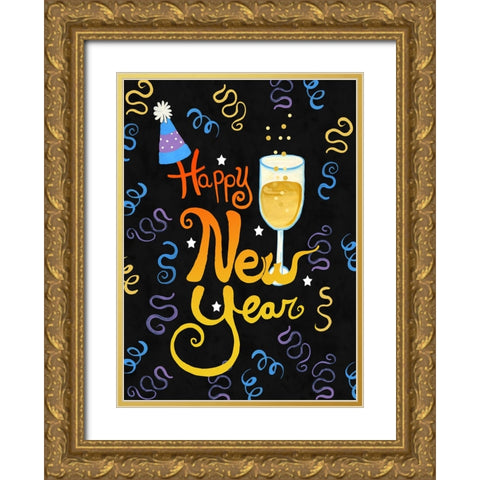 Champagne Party Gold Ornate Wood Framed Art Print with Double Matting by Wade, Valarie