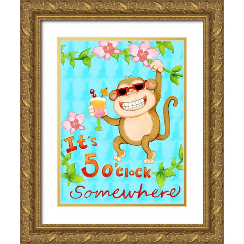 Swinging Vine Gold Ornate Wood Framed Art Print with Double Matting by Wade, Valarie