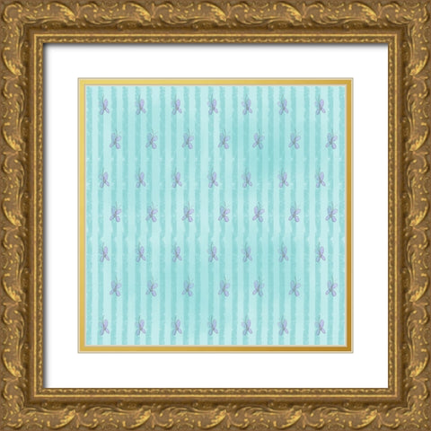 Buterfly Blues Gold Ornate Wood Framed Art Print with Double Matting by Wade, Valarie