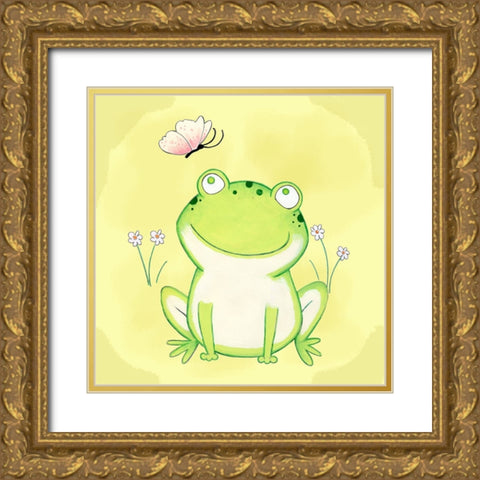 Flutter Friend Gold Ornate Wood Framed Art Print with Double Matting by Wade, Valarie