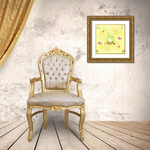 Froggie Friends Gold Ornate Wood Framed Art Print with Double Matting by Wade, Valarie