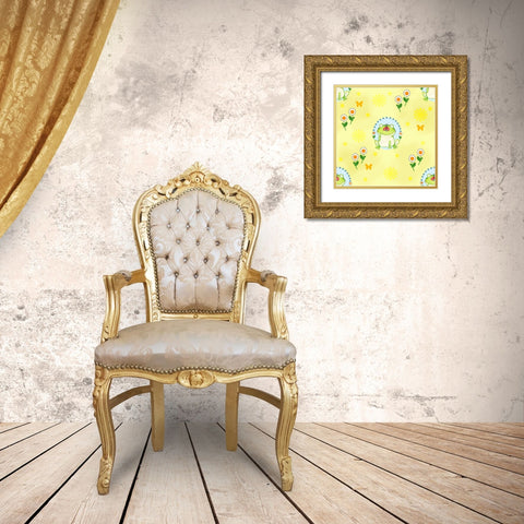 Froggie Garden Gold Ornate Wood Framed Art Print with Double Matting by Wade, Valarie