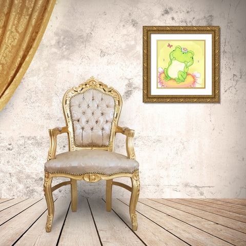 Giggles Gold Ornate Wood Framed Art Print with Double Matting by Wade, Valarie