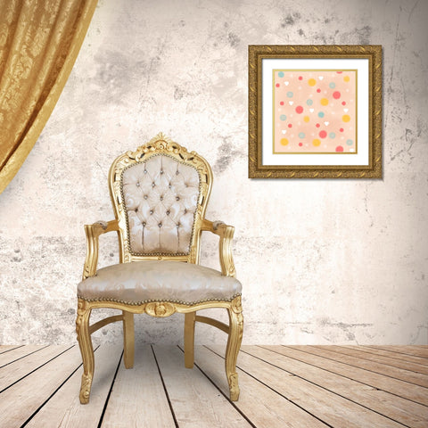 Polka Dots Gold Ornate Wood Framed Art Print with Double Matting by Wade, Valarie