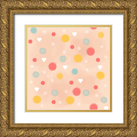 Polka Dots Gold Ornate Wood Framed Art Print with Double Matting by Wade, Valarie