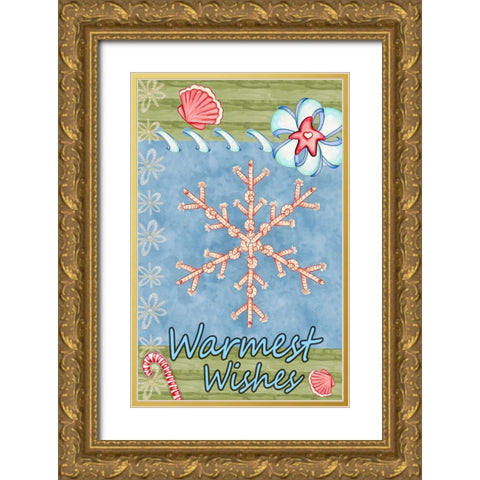 Seaside Snowflake Gold Ornate Wood Framed Art Print with Double Matting by Wade, Valarie