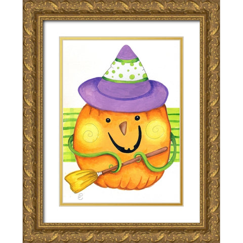 Grab Your Broom Gold Ornate Wood Framed Art Print with Double Matting by Wade, Valarie