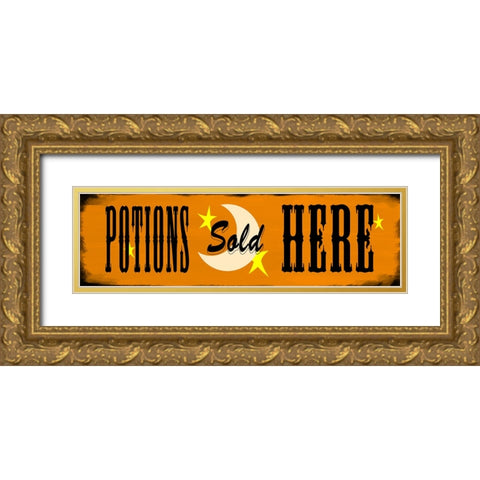 Potions Sold Here Gold Ornate Wood Framed Art Print with Double Matting by Wade, Valarie