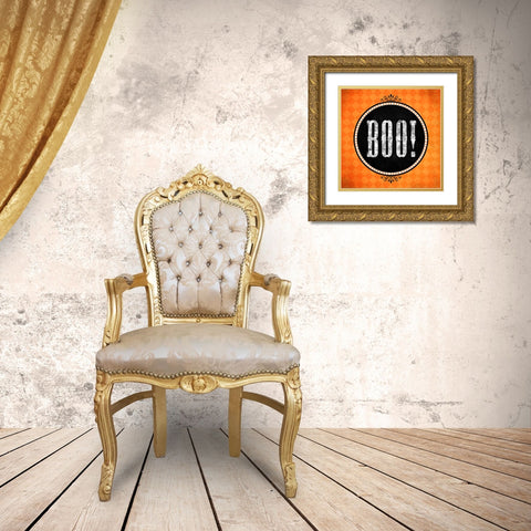 Boo Gold Ornate Wood Framed Art Print with Double Matting by Wade, Valarie